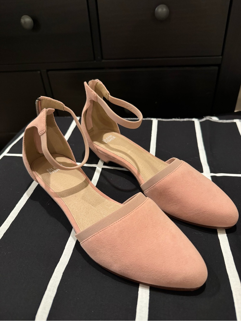 Eileen Fisher Hall Flat Pink Suede Pointed Toe Back Zip Size 9 NEW